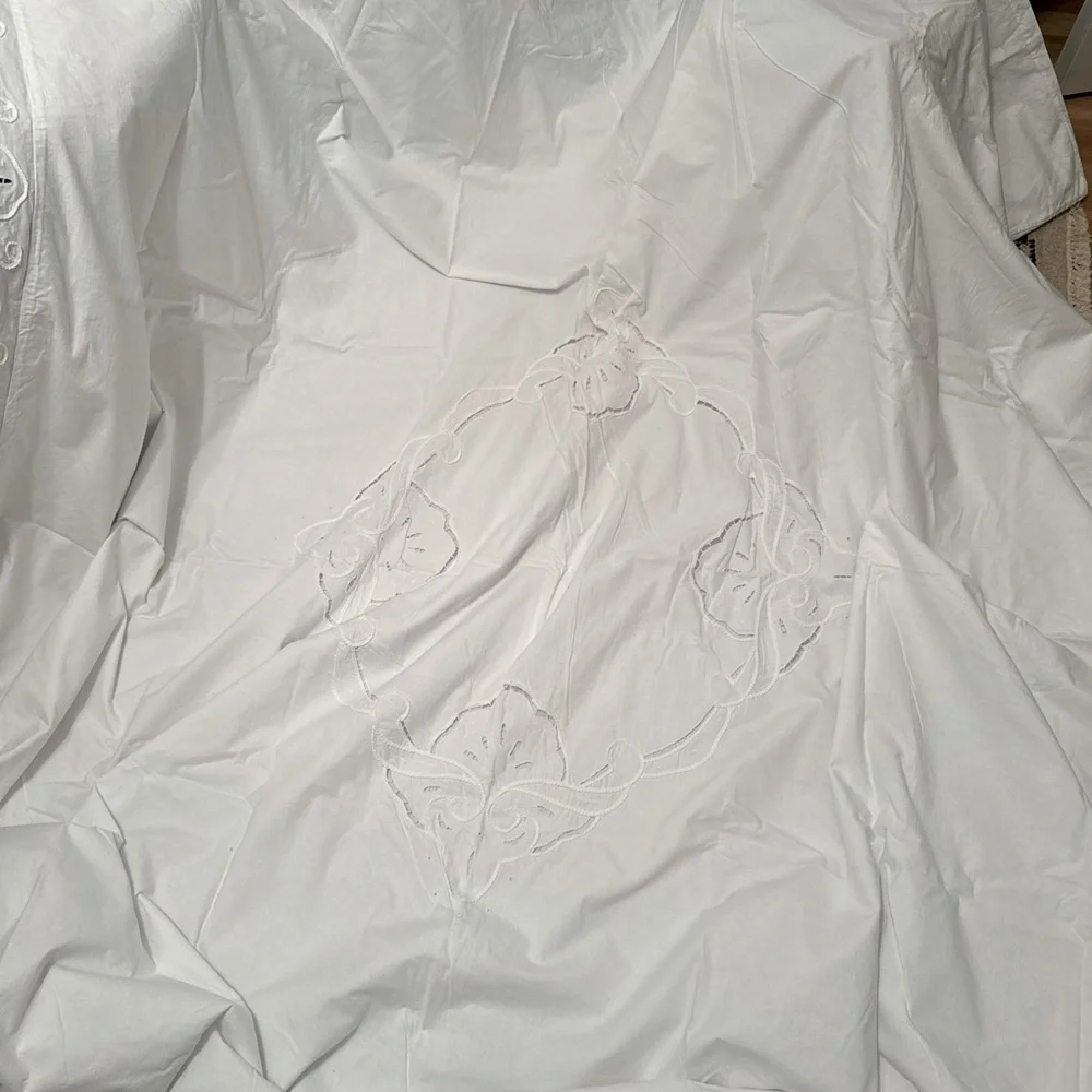 Vintage Scalloped Edge Raffle Cotton 3ps Set Duvet & 2 Shams